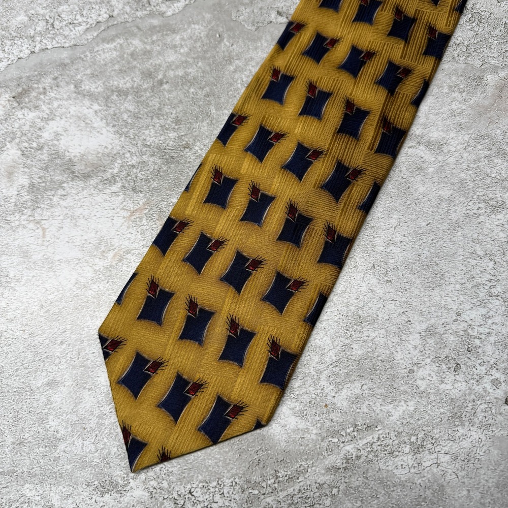J.Z. Richards Necktie Mens One Size‎ Gold Geometric Silk Yale Genton